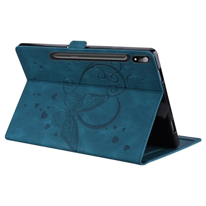 For Samsung Galaxy Tab S9 FE+ Love Butterfly Embossed Leather Tablet Case(Blue) - Galaxy Tab S9 FE+ by PMC Jewellery | Online Shopping South Africa | PMC Jewellery | Buy Now Pay Later Mobicred