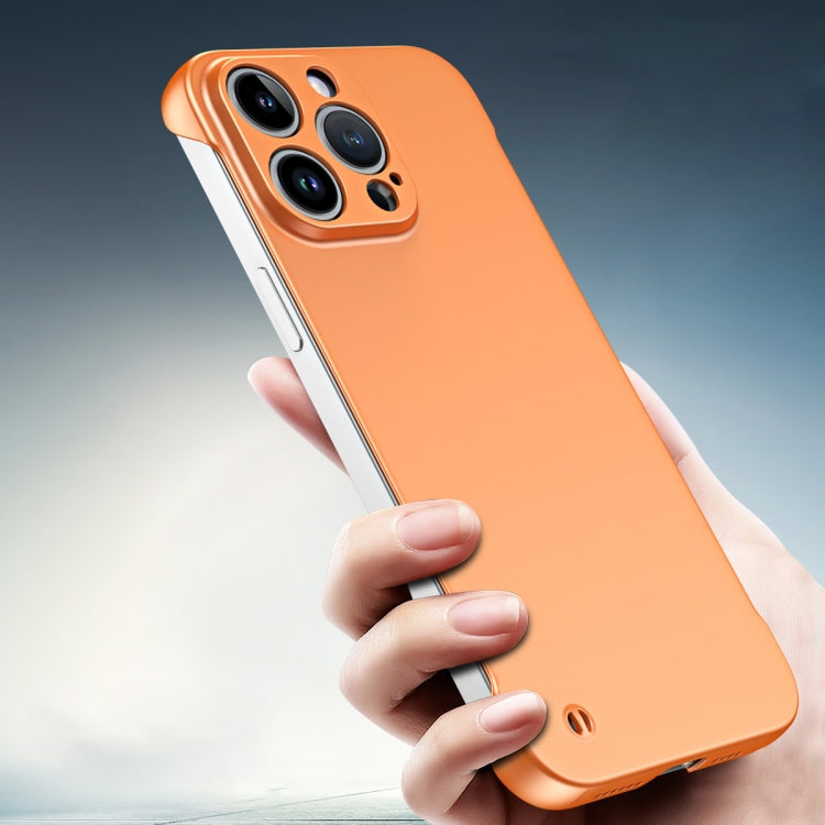 For iPhone 12 Frameless Metallic Paint Hybrid PC Phone Case(Orange) - iPhone 12 / 12 Pro Cases by PMC Jewellery | Online Shopping South Africa | PMC Jewellery | Buy Now Pay Later Mobicred