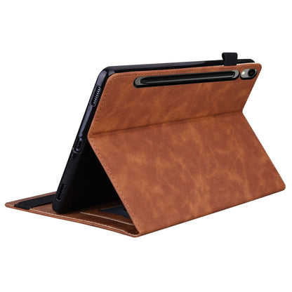 For Samsung Galaxy Tab S9 FE+ Splicing Shockproof Leather Tablet Case(Brown) - Galaxy Tab S9 FE+ by PMC Jewellery | Online Shopping South Africa | PMC Jewellery | Buy Now Pay Later Mobicred