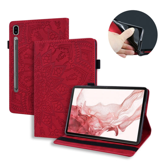 For Samsung Galaxy Tab S9 FE+ Calf Texture Embossed Leather Tablet Case(Red) - Galaxy Tab S9 FE+ by PMC Jewellery | Online Shopping South Africa | PMC Jewellery | Buy Now Pay Later Mobicred