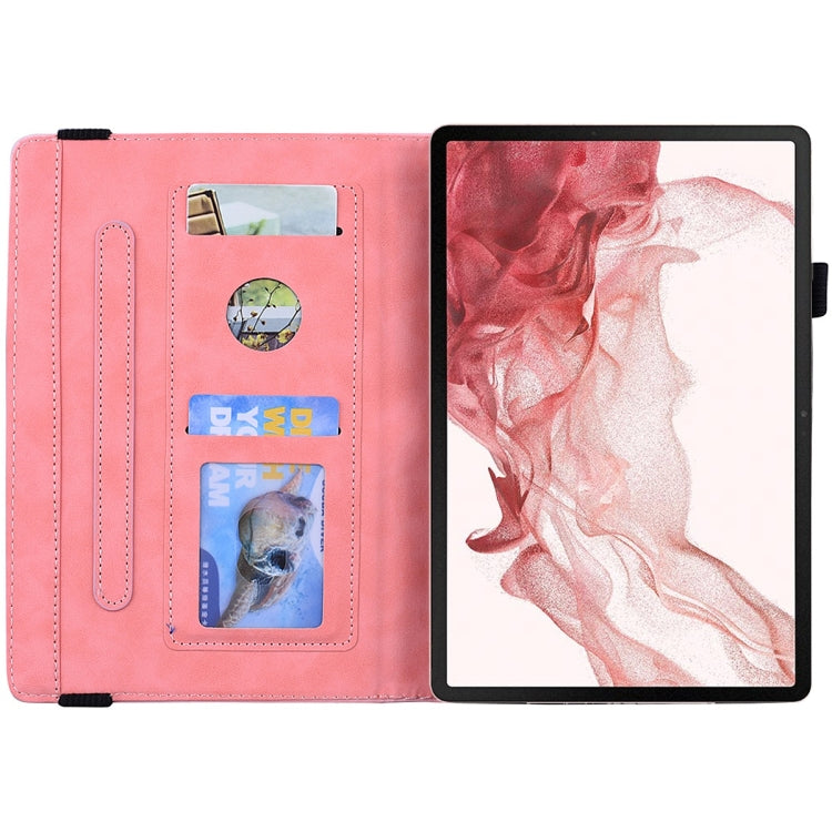 For Samsung Galaxy Tab S9 FE+ Calf Texture Embossed Leather Tablet Case(Pink) - Galaxy Tab S9 FE+ by PMC Jewellery | Online Shopping South Africa | PMC Jewellery | Buy Now Pay Later Mobicred