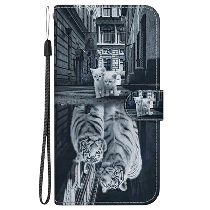 For Google Pixel 9 Pro Crystal Texture Colored Drawing Leather Phone Case(Cat Tiger Reflection) - Google Cases by PMC Jewellery | Online Shopping South Africa | PMC Jewellery | Buy Now Pay Later Mobicred