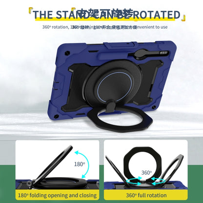 For Samsung Galaxy Tab S9+ Armor Portable Rotating Ring Holder Silicone Tablet Case(Navy Blue) - Galaxy Tab S9+ Cases by PMC Jewellery | Online Shopping South Africa | PMC Jewellery