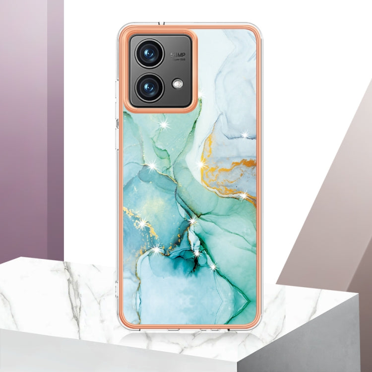 For Motorola Moto G84 Electroplating Marble Dual-side IMD Phone Case(Green 003) - Motorola Cases by PMC Jewellery | Online Shopping South Africa | PMC Jewellery | Buy Now Pay Later Mobicred