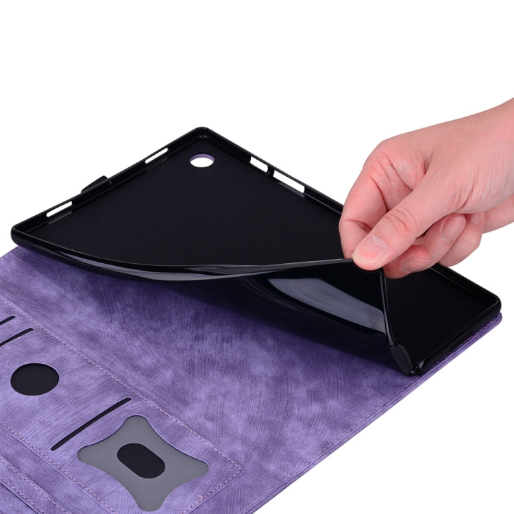 For iPad Pro 13 2024 Cartoon Sakura Cat Embossed Smart Leather Tablet Case(Purple) - iPad Pro 13 2024 Cases by PMC TechLife | Online Shopping South Africa | PMC TechLife | Buy Now Pay Later Mobicred