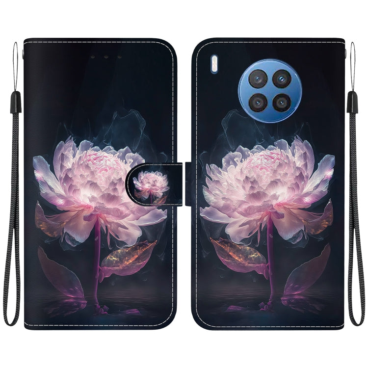 For Honor 50 Lite Crystal Texture Colored Drawing Leather Phone Case(Purple Peony) - Honor Cases by PMC TechLife | Online Shopping South Africa | PMC TechLife | Buy Now Pay Later Mobicred