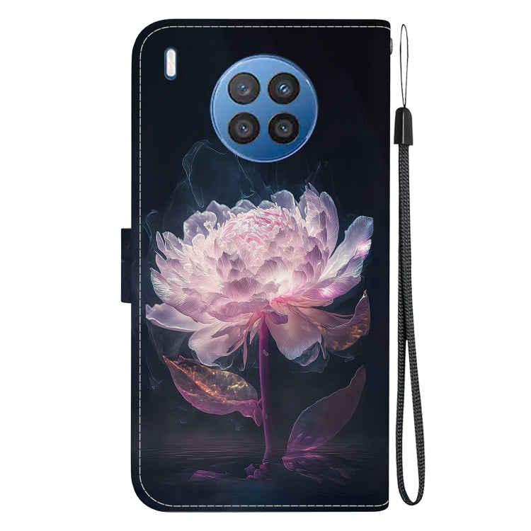 For Honor 50 Lite Crystal Texture Colored Drawing Leather Phone Case(Purple Peony) - Honor Cases by PMC Jewellery | Online Shopping South Africa | PMC Jewellery | Buy Now Pay Later Mobicred