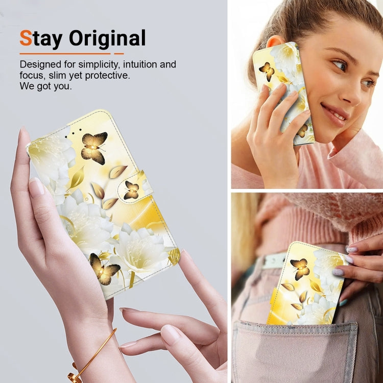 For Honor Magic6 Pro Crystal Texture Colored Drawing Leather Phone Case(Gold Butterfly Epiphyllum) - Honor Cases by PMC Jewellery | Online Shopping South Africa | PMC Jewellery | Buy Now Pay Later Mobicred