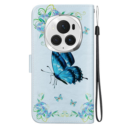 For Honor Magic6 Pro Crystal Texture Colored Drawing Leather Phone Case(Blue Pansies) - Honor Cases by PMC Jewellery | Online Shopping South Africa | PMC Jewellery | Buy Now Pay Later Mobicred