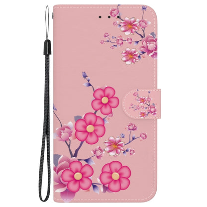 For iPhone 16 Plus Crystal Texture Colored Drawing Leather Phone Case(Cherry Blossoms) - iPhone 16 Plus Cases by PMC Jewellery | Online Shopping South Africa | PMC Jewellery | Buy Now Pay Later Mobicred