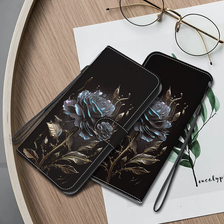 For iPhone 16 Pro Crystal Texture Colored Drawing Leather Phone Case(Black Rose) - free shipping - PMC TechLife - Order now!