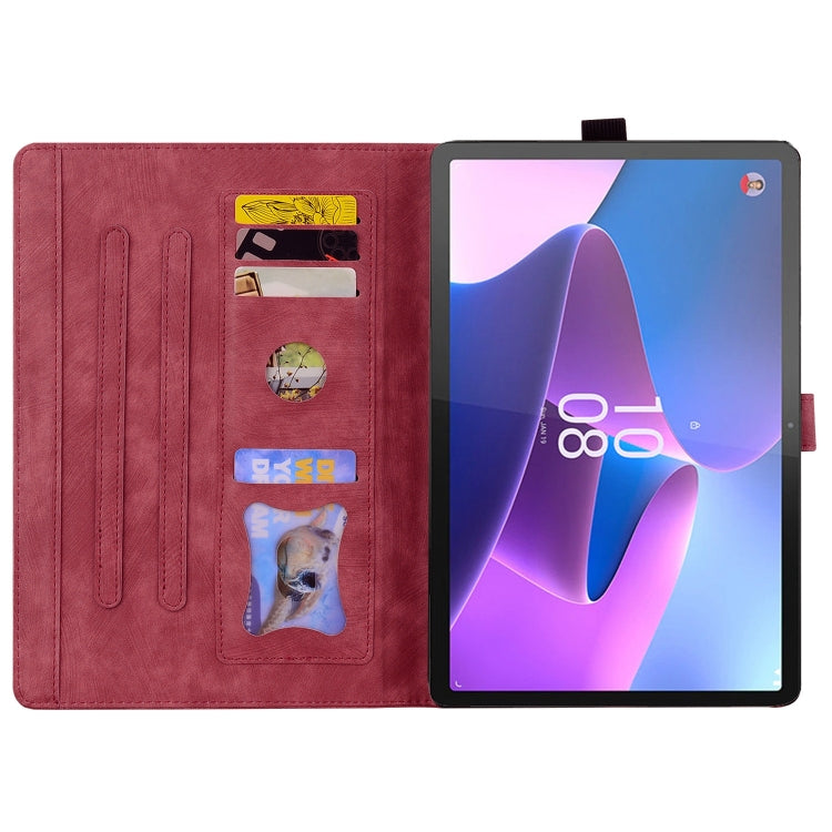For Lenovo Tab P12 12.7 Cartoon Sakura Cat Embossed Leather Tablet Case(Red) - Lenovo by PMC TechLife | Online Shopping South Africa | PMC TechLife | Buy Now Pay Later Mobicred