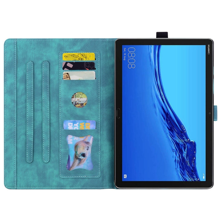For Lenovo Tab M10 3rd Gen Cartoon Sakura Cat Embossed Leather Tablet Case(Green) - Lenovo by PMC TechLife | Online Shopping South Africa | PMC TechLife | Buy Now Pay Later Mobicred