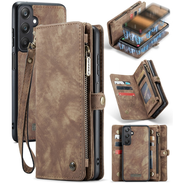 For Samsung Galaxy A25 4G CaseMe 008 Multifunctional Zipper Wallet Leather Phone Case with Lanyard(Brown) - Galaxy Phone Cases by CaseMe | Online Shopping South Africa | PMC Jewellery | Buy Now Pay Later Mobicred