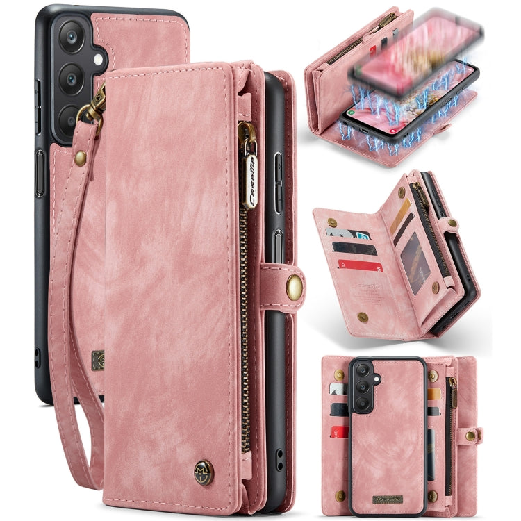 For Samsung Galaxy A25 4G CaseMe 008 Multifunctional Zipper Wallet Leather Phone Case with Lanyard(Pink) - Galaxy Phone Cases by CaseMe | Online Shopping South Africa | PMC Jewellery | Buy Now Pay Later Mobicred