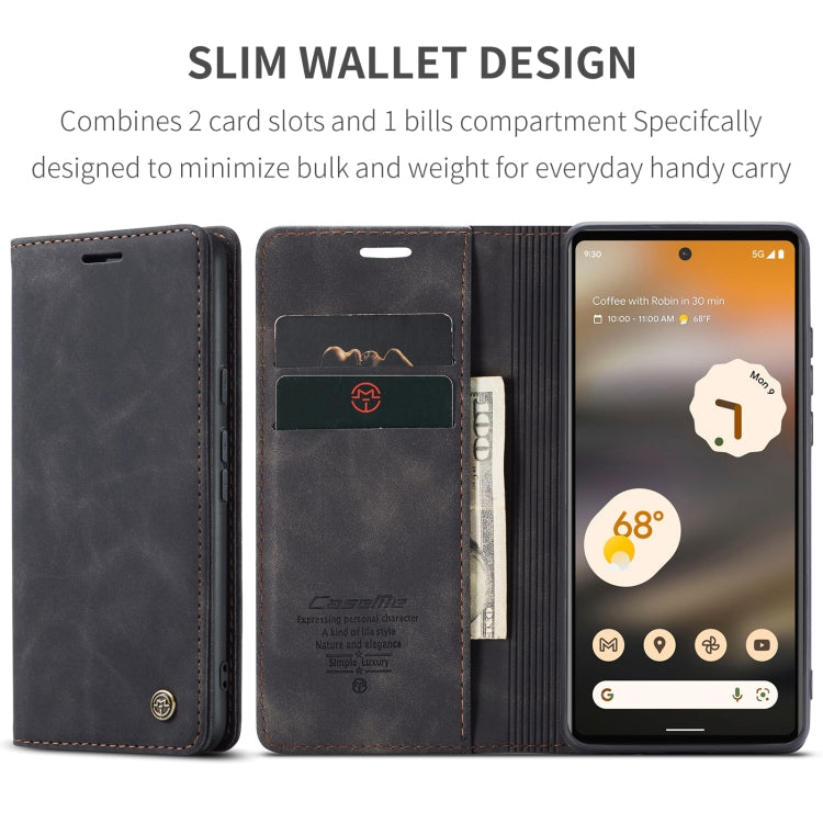 For Google Pixel 6A CaseMe 013 Multifunctional Horizontal Flip Leather Phone Case(Black) - Google Cases by CaseMe | Online Shopping South Africa | PMC Jewellery | Buy Now Pay Later Mobicred