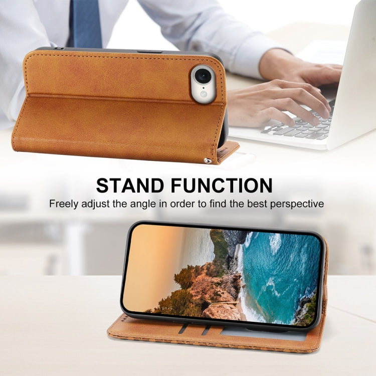 For iPhone 16e Cubic Grid Calf Texture Magnetic Leather Phone Case(Yellow) - iPhone 16e Cases by PMC TechLife | Online Shopping South Africa | PMC TechLife | Buy Now Pay Later Mobicred