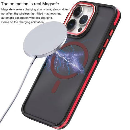 For iPhone 11 Pro Max Two-color Frosted MagSafe Magnetic Phone Case(Red) - iPhone 11 Pro Max Cases by PMC Jewellery | Online Shopping South Africa | PMC Jewellery