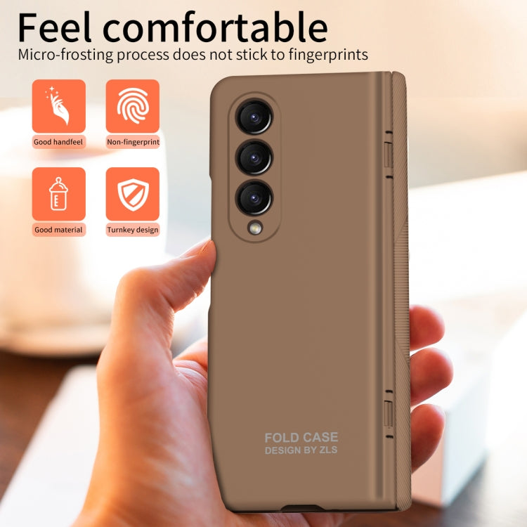 For Samsung Galaxy Z Fold4 5G Extraordinary Series Hinged Folding Full Phone Case with Pen Slot & Stylus(Coffee) - Galaxy Z Fold4 5G Cases by PMC Jewellery | Online Shopping South Africa | PMC Jewellery