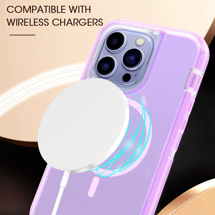 For iPhone 12 Shockproof MagSafe Magnetic Phone Case(Transparent Purple) - iPhone 12 / 12 Pro Cases by PMC Jewellery | Online Shopping South Africa | PMC Jewellery