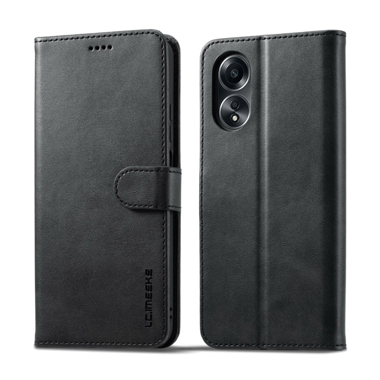For OPPO A18 4G / A38 4G LC.IMEEKE Calf Texture Horizontal Flip Leather Case(Black) - A18 Cases by LC.IMEEKE | Online Shopping South Africa | PMC Jewellery | Buy Now Pay Later Mobicred