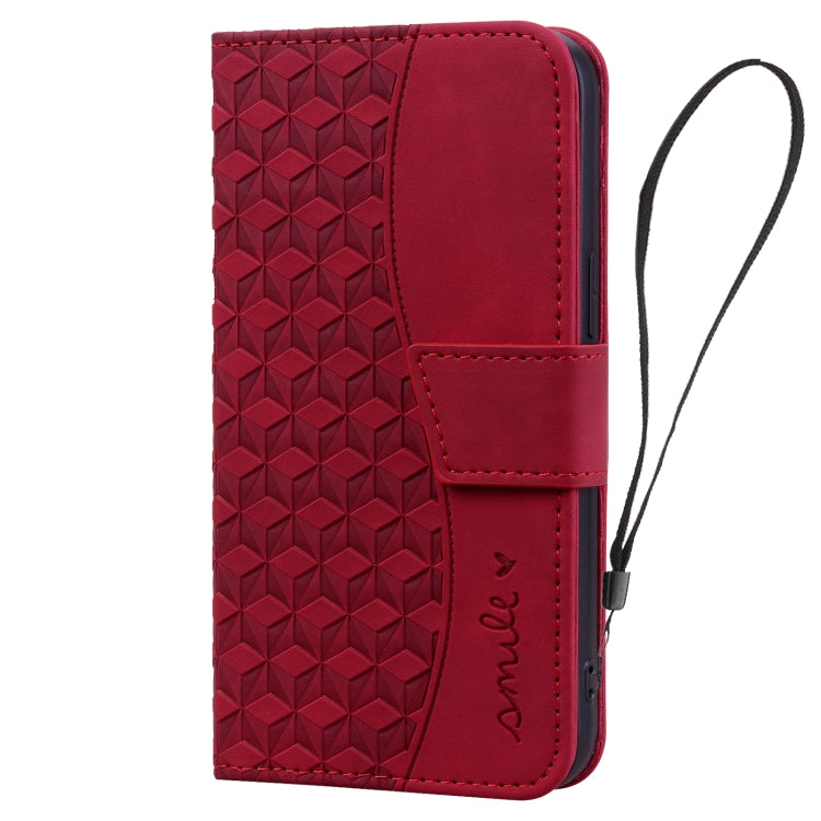 For iPhone 16 Pro Business Diamond Buckle Leather Phone Case with Lanyard(Wine Red) - iPhone 16 Pro Cases by PMC Jewellery | Online Shopping South Africa | PMC Jewellery | Buy Now Pay Later Mobicred