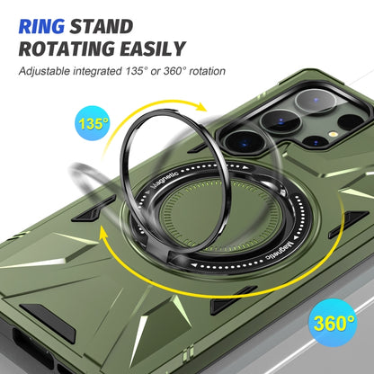 For Samsung Galaxy S24 Ultra 5G MagSafe Magnetic Shockproof Phone Case with Ring Holder(Dark Green) - Galaxy S24 Ultra 5G Cases by PMC Jewellery | Online Shopping South Africa | PMC Jewellery