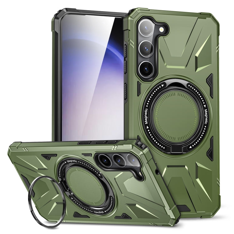 For Samsung Galaxy S24 5G MagSafe Magnetic Shockproof Phone Case with Ring Holder(Dark Green) - Galaxy S24 5G Cases by PMC Jewellery | Online Shopping South Africa | PMC Jewellery