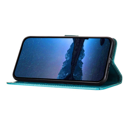 For Honor Magic6 Pro 5G Global Embossed Butterfly Leather Phone Case(Blue) - Honor Cases by PMC Jewellery | Online Shopping South Africa | PMC Jewellery | Buy Now Pay Later Mobicred