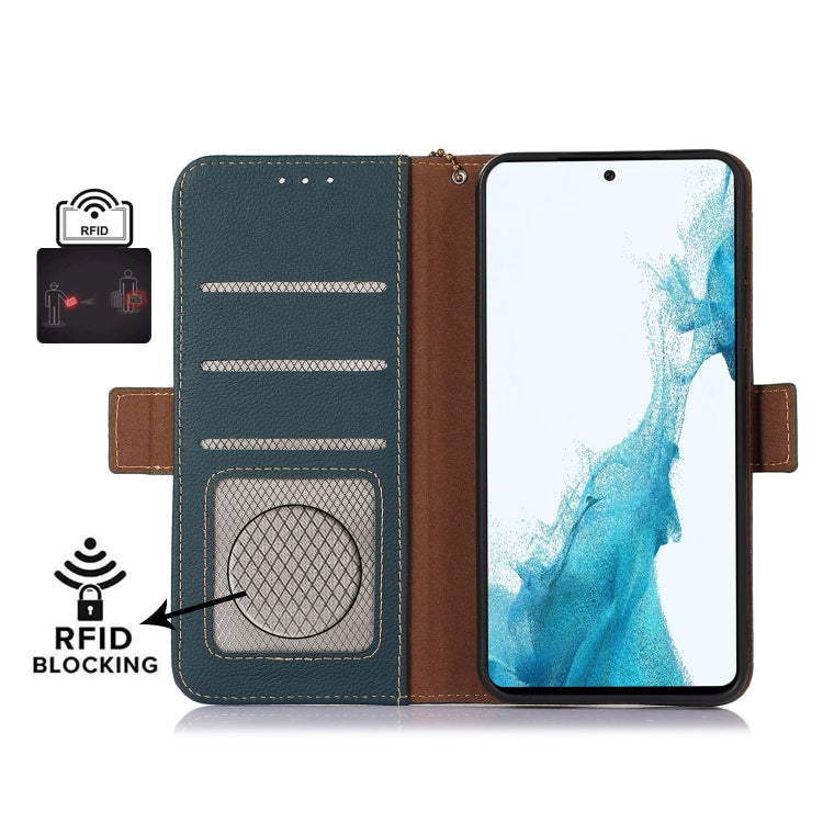 For Google Pixel 8A Side-Magnetic TJ Genuine Leather RFID Phone Case(Green) - Google Cases by PMC TechLife | Online Shopping South Africa | PMC TechLife | Buy Now Pay Later Mobicred
