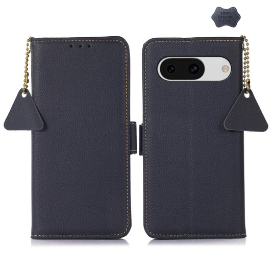 For Google Pixel 8A Side-Magnetic TJ Genuine Leather RFID Phone Case(Blue) - Google Cases by PMC Jewellery | Online Shopping South Africa | PMC Jewellery | Buy Now Pay Later Mobicred