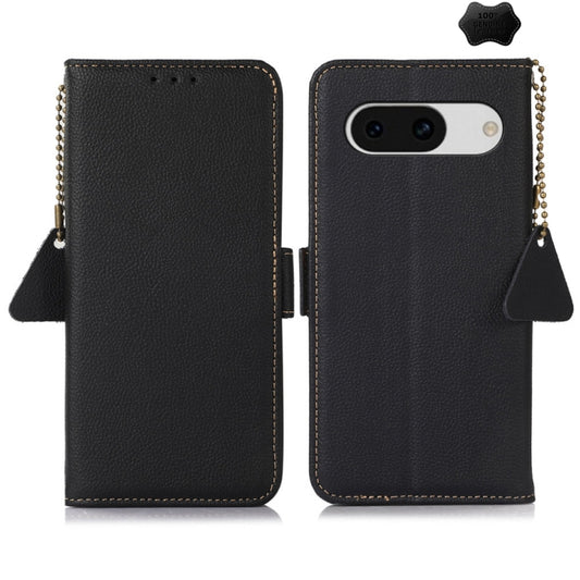 For Google Pixel 8A Side-Magnetic TJ Genuine Leather RFID Phone Case(Black) - Google Cases by PMC Jewellery | Online Shopping South Africa | PMC Jewellery | Buy Now Pay Later Mobicred