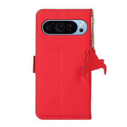 For Google Pixel 9 Side-Magnetic TJ Genuine Leather RFID Phone Case(Red) - Google Cases by PMC Jewellery | Online Shopping South Africa | PMC Jewellery | Buy Now Pay Later Mobicred