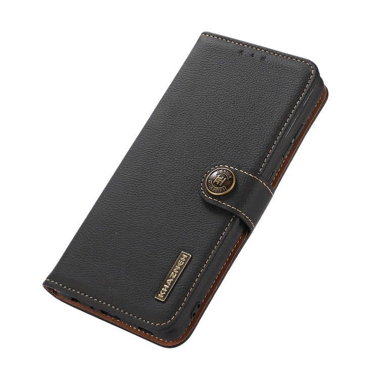 For Google Pixel 8a KHAZNEH Custer Genuine Leather RFID Phone Case(Black) - Google Cases by PMC TechLife | Online Shopping South Africa | PMC TechLife | Buy Now Pay Later Mobicred