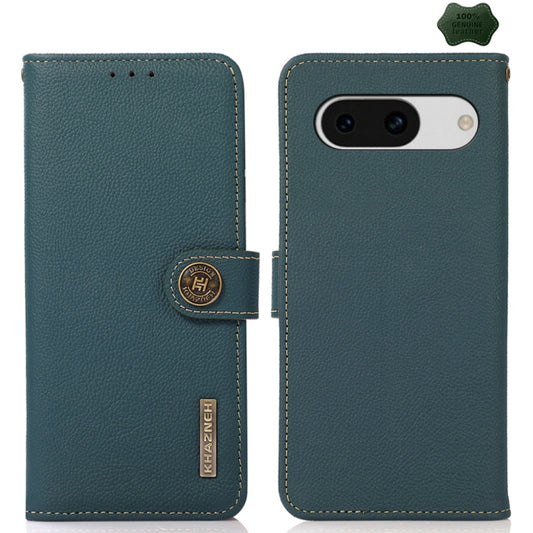 For Google Pixel 8a KHAZNEH Custer Genuine Leather RFID Phone Case(Green) - Google Cases by PMC Jewellery | Online Shopping South Africa | PMC Jewellery | Buy Now Pay Later Mobicred