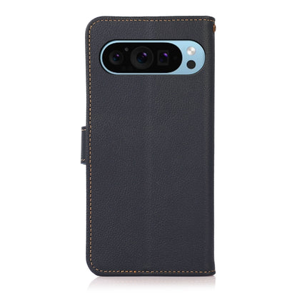 For Google Pixel 9 KHAZNEH Custer Genuine Leather RFID Phone Case(Blue) - Google Cases by PMC Jewellery | Online Shopping South Africa | PMC Jewellery | Buy Now Pay Later Mobicred