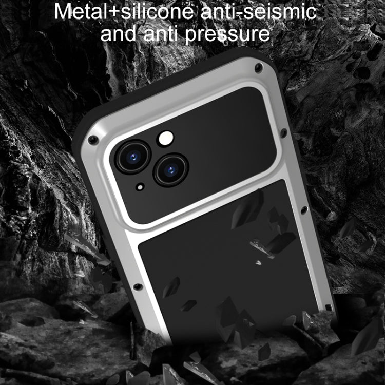 For iPhone 15 LOVE MEI Metal Shockproof Life Waterproof Dustproof Phone Case(Black) - iPhone 15 Cases by LOVE MEI | Online Shopping South Africa | PMC Jewellery