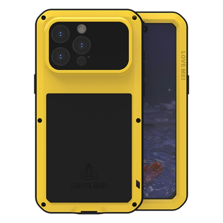 For iPhone 15 Pro Max LOVE MEI Metal Shockproof Life Waterproof Dustproof Phone Case(Yellow) - iPhone 15 Pro Max Cases by LOVE MEI | Online Shopping South Africa | PMC Jewellery