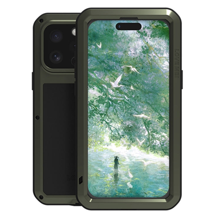 For iPhone 16 Pro LOVE MEI Metal Shockproof Life Waterproof Dustproof Phone Case(Army Green) - iPhone 16 Pro Cases by LOVE MEI | Online Shopping South Africa | PMC Jewellery | Buy Now Pay Later Mobicred