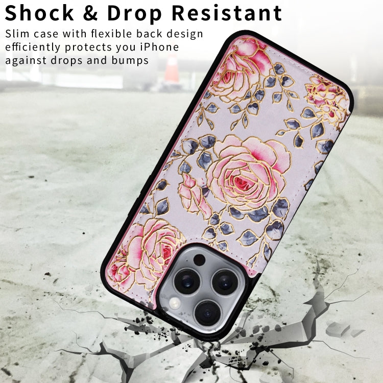 For iPhone 16 Pro Max Printed Double Buckle RFID Anti-theft Phone Case(Pastoral Rose) - iPhone 16 Pro Max Cases by PMC Jewellery | Online Shopping South Africa | PMC Jewellery | Buy Now Pay Later Mobicred