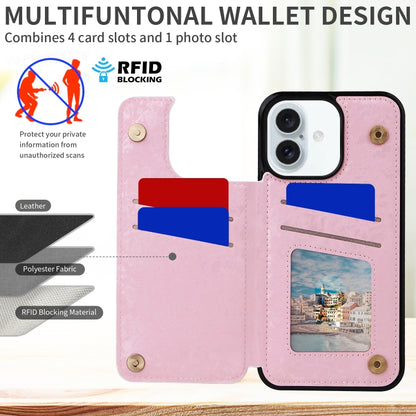 For iPhone 16 Plus Printed Double Buckle RFID Anti-theft Phone Case(Dried Flower World) - iPhone 16 Plus Cases by PMC Jewellery | Online Shopping South Africa | PMC Jewellery | Buy Now Pay Later Mobicred