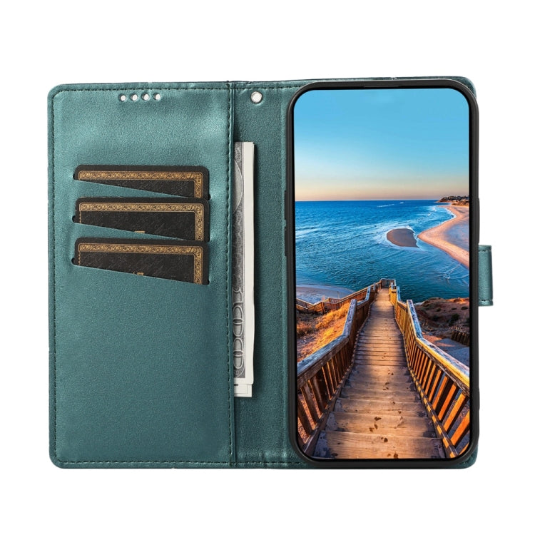 For iPhone 16e PU Genuine Leather Texture Embossed Line Phone Case(Green) - free shipping - PMC TechLife - Order now!