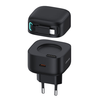 USAMS US-CC209 SMF Series PD35W 8 Pin + Type-C Dual Port GaN Fast Charger, EU Plug(Black) - USB Charger by USAMS | Online Shopping South Africa | PMC Jewellery | Buy Now Pay Later Mobicred