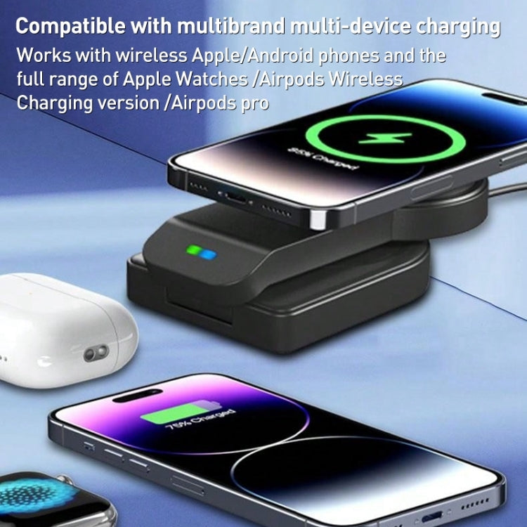 B-23 3 in 1 Foldable Magnetic Wireless Charger Phone Holder, Plug:EU Plug(White) - free shipping - PMC TechLife - Order now!