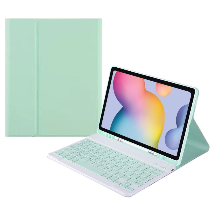 For Samsung Galaxy Tab S9 FE+ Square Cap Bluetooth Keyboard Leather Case with Pen Slot(Green) - Samsung Keyboard by PMC Jewellery | Online Shopping South Africa | PMC Jewellery