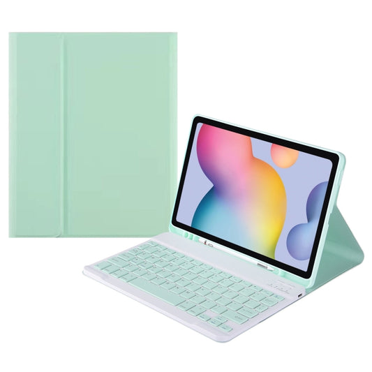 For Samsung Galaxy Tab S9 FE+ Square Cap Bluetooth Keyboard Leather Case with Pen Slot(Green) - Samsung Keyboard by PMC Jewellery | Online Shopping South Africa | PMC Jewellery