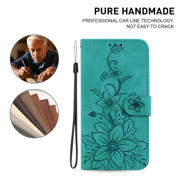 For Honor Magic6 Pro Lily Embossed Leather Phone Case(Green) - Honor Cases by PMC Jewellery | Online Shopping South Africa | PMC Jewellery | Buy Now Pay Later Mobicred