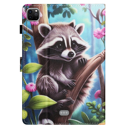 For iPad Pro 11 2024 Colored Drawing Stitching Leather Tablet Smart Case(Raccoon) - iPad Pro 11 2024 Cases by PMC Jewellery | Online Shopping South Africa | PMC Jewellery | Buy Now Pay Later Mobicred