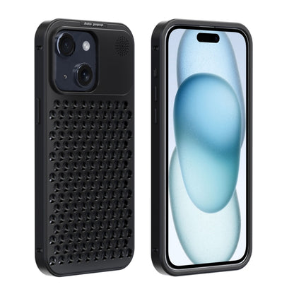 For iPhone 15 R-JUST RJ58 Aromatherapy Metal Cooling Phone Case(Black) - iPhone 15 Cases by R-JUST | Online Shopping South Africa | PMC Jewellery | Buy Now Pay Later Mobicred