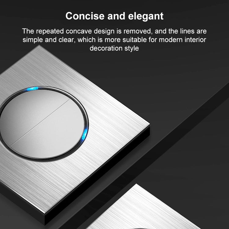 86mm Gray Aluminum Wire Drawing LED Switch Panel, Style:Two Open Dual Control -  by PMC Jewellery | Online Shopping South Africa | PMC Jewellery | Buy Now Pay Later Mobicred